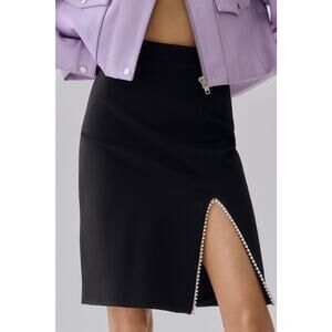 4SI3NNA Pearl-Trimmed Slit Women's Skirt - New Medium